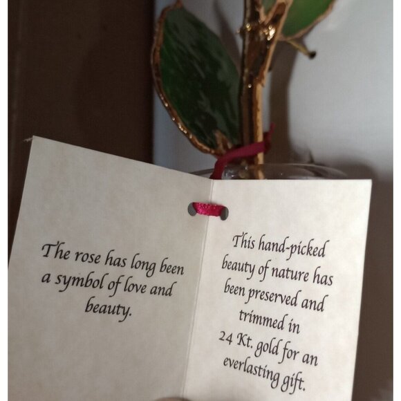 24k Gold Trim Red Rose & Small Bud Vase Set Lacquer Dipped - Picture 6 of 9